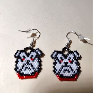 Handmade beaded bulldog style earrings